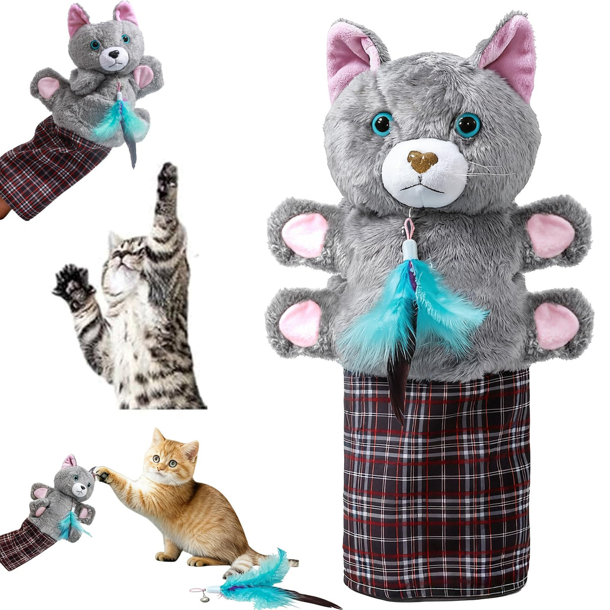 oyeftp Cat Toys, Cat Wrestling Glove, Cat Wrestling Puppet, Hand Puppets with Tough Padding for Safe and Fun Interactive Toys for Cats and Dogs