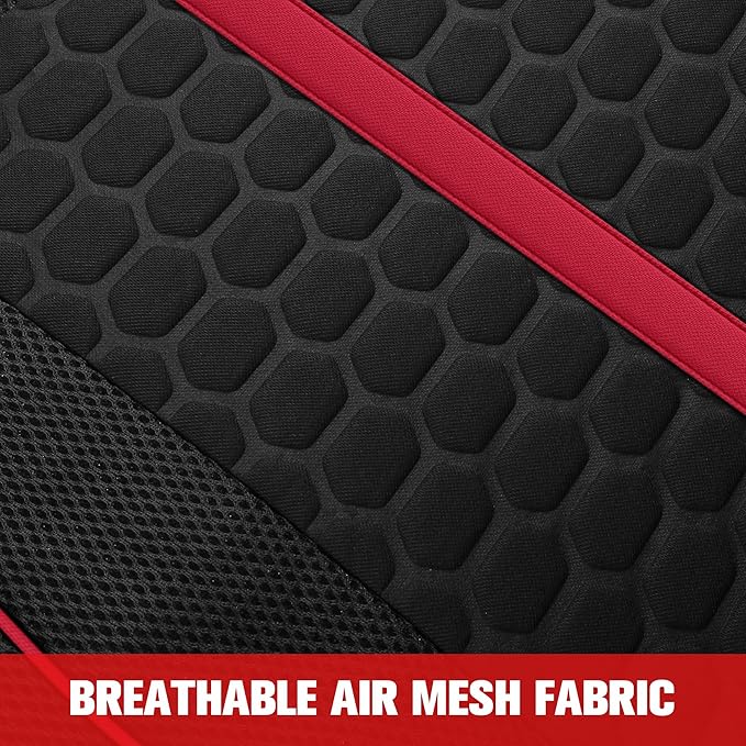 Breathable Premium Car Seat Covers Full Set，3D Air-Mesh Seat Covers for Cars，Comfortable Safety Airbag Compatible，Universal for Most Cars Sedan Truck SUV(Black/Red)