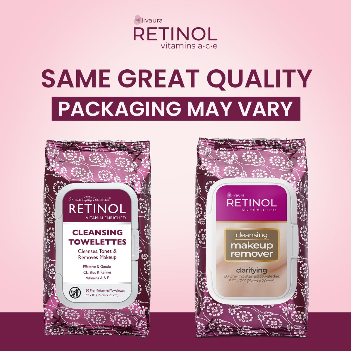 LIVAURA Retinol Makeup Remover Wipes for Women - Facial Cleansing Wipes