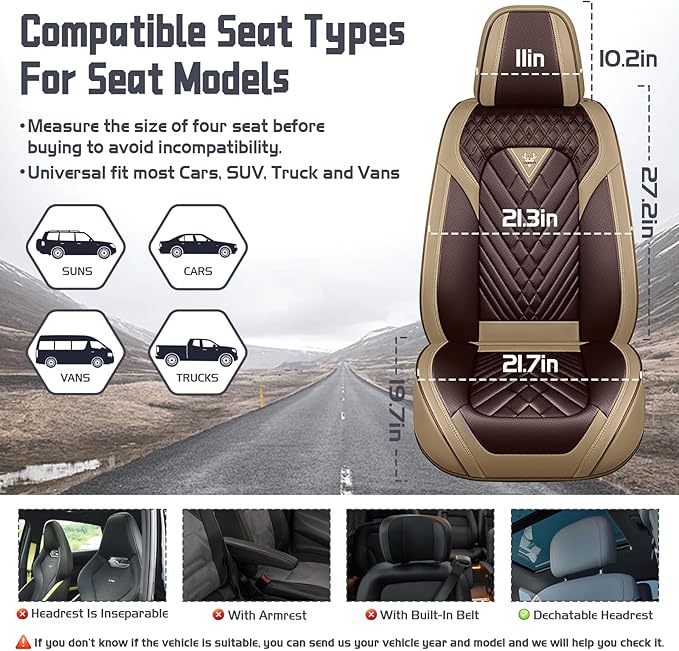 Truck Seat Covers for Nissan Frontier 2009-2026, Waterproof Premium Leather Full Coverage Car Seat Cover, Muscle Sport Style Auto Interior Seat Cover Sets (Full Set/Brown Coffee)