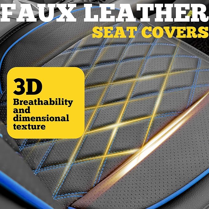 LINGVIDO Car Seat Covers for Front Seats (2 Seats) - Premium Perforated Nappa Leather,Waterproof Shield, Omni-Adapt Fit for SUVs Sedans, Ideal for Rideshare & Pets