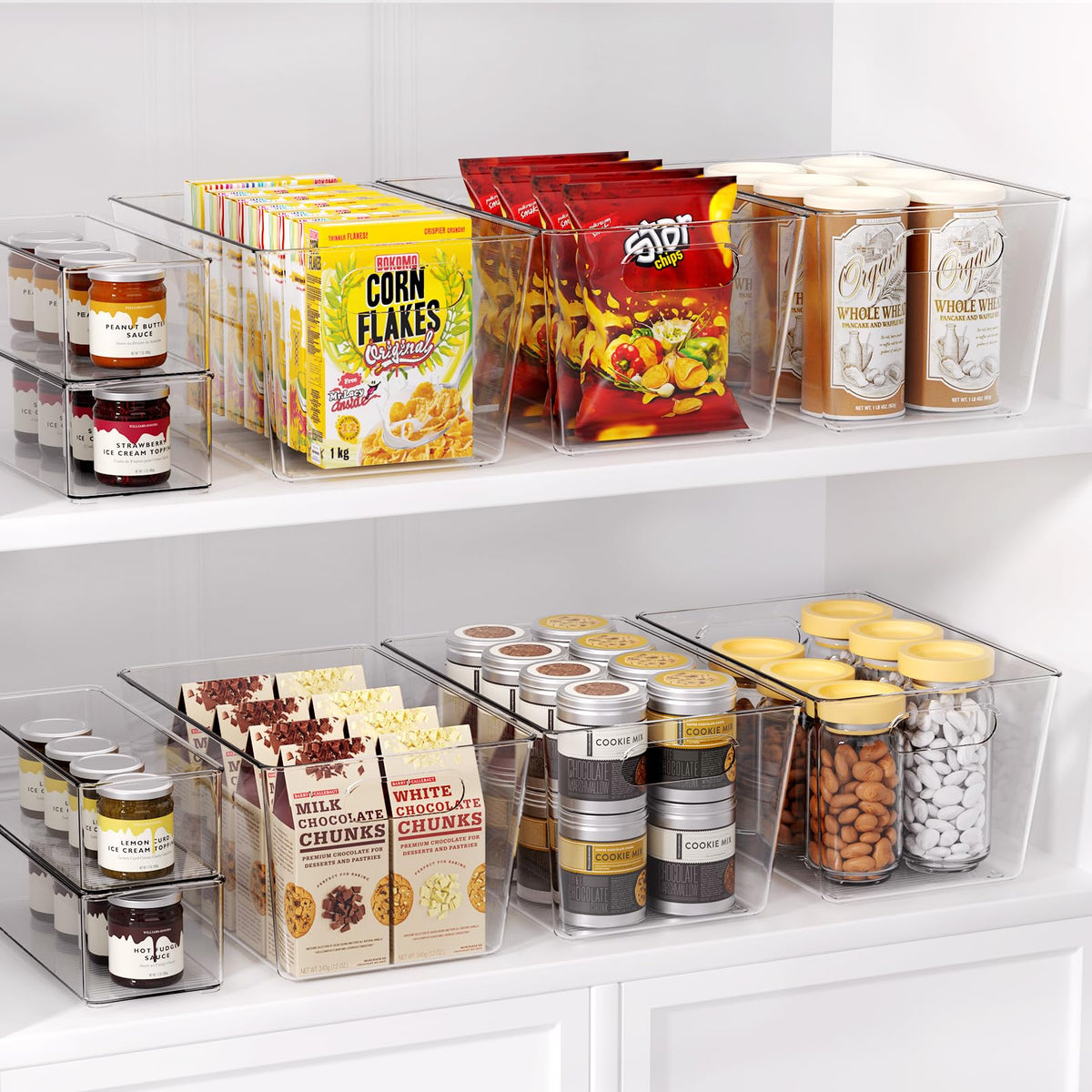Joymeezo 6 Pack Clear Plastic Storage Bins, Kitchen&Pantry Organizer Large