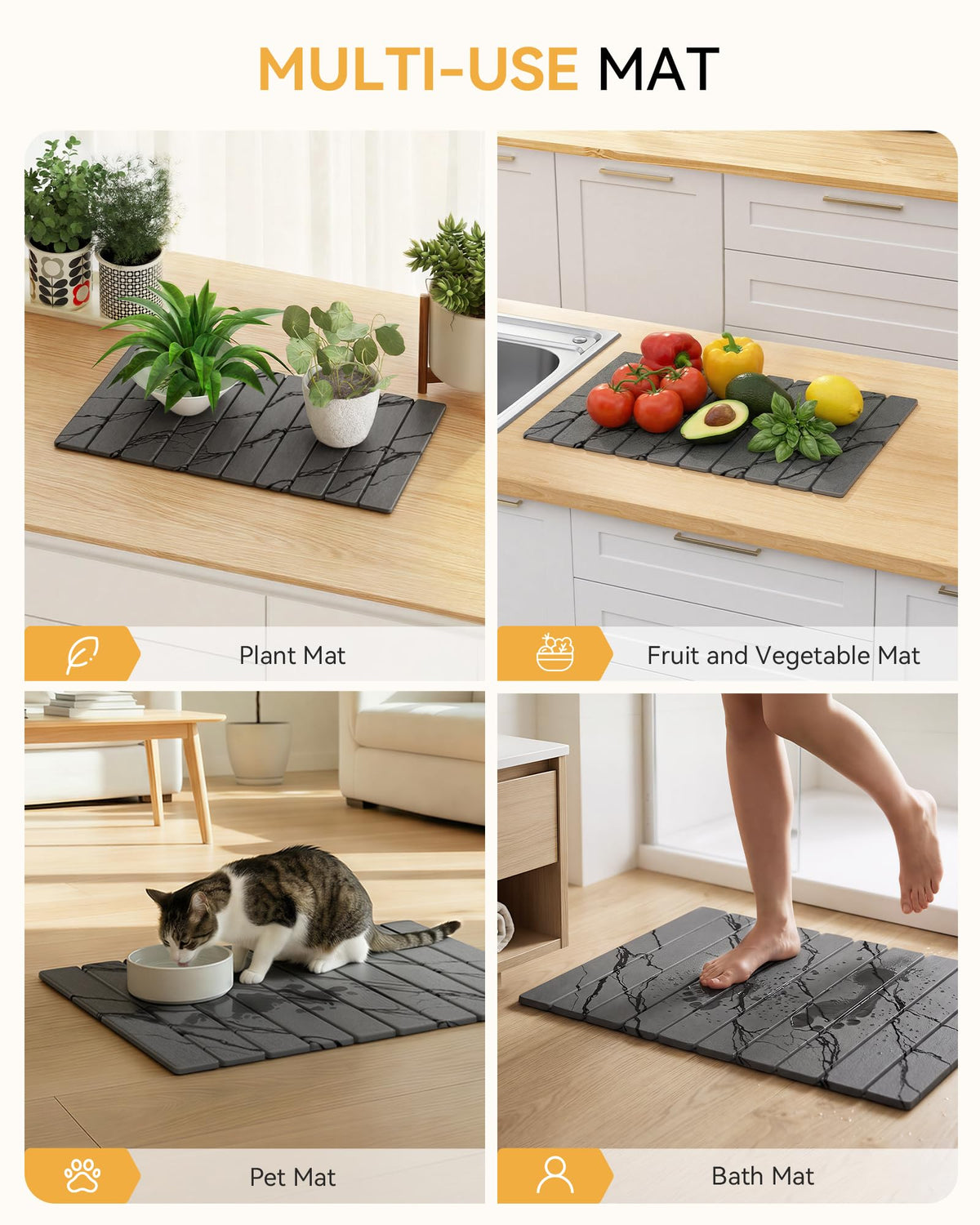 Yofidra Stone Dish Drying Mat for Kitchen Counter, Quick Dry Absorbent