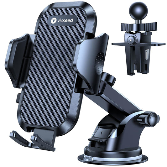 VICSEED 2026 Ultimate Sturdy Car Phone Holder [Upgraded 95+LBS Strongest Suction] Universal Long Arm Cellphone Mount for Car Dashboard Windshield Vent Truck Boat for iPhone 18 17 16 Pro Max & Android