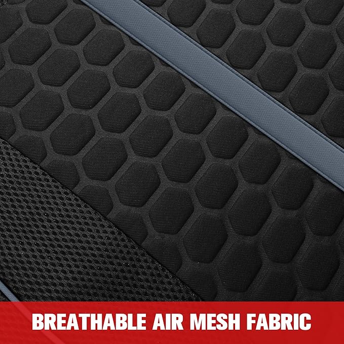 Breathable Premium Car Seat Covers Full Set，3D Air-Mesh Seat Covers for Cars，Comfortable Safety Airbag Compatible，Universal for Most Cars Sedan Truck SUV(Black/Gray)