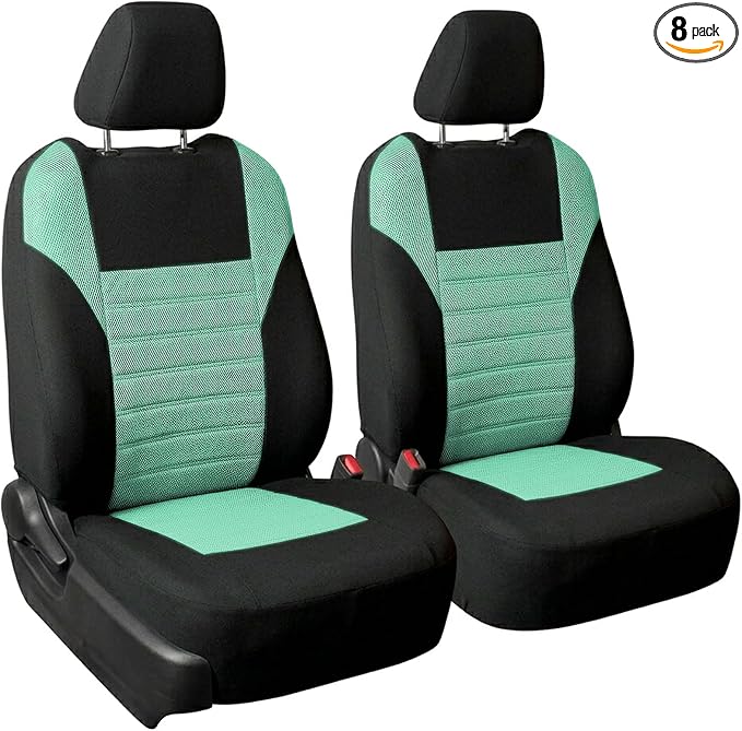 FH Group Automotive Car Seat Covers Front Set Premium 3D Air Mesh Front Seat Covers, Airbag Compatible Universal Fit Interior Accessories for Cars Trucks and SUVs - Mint