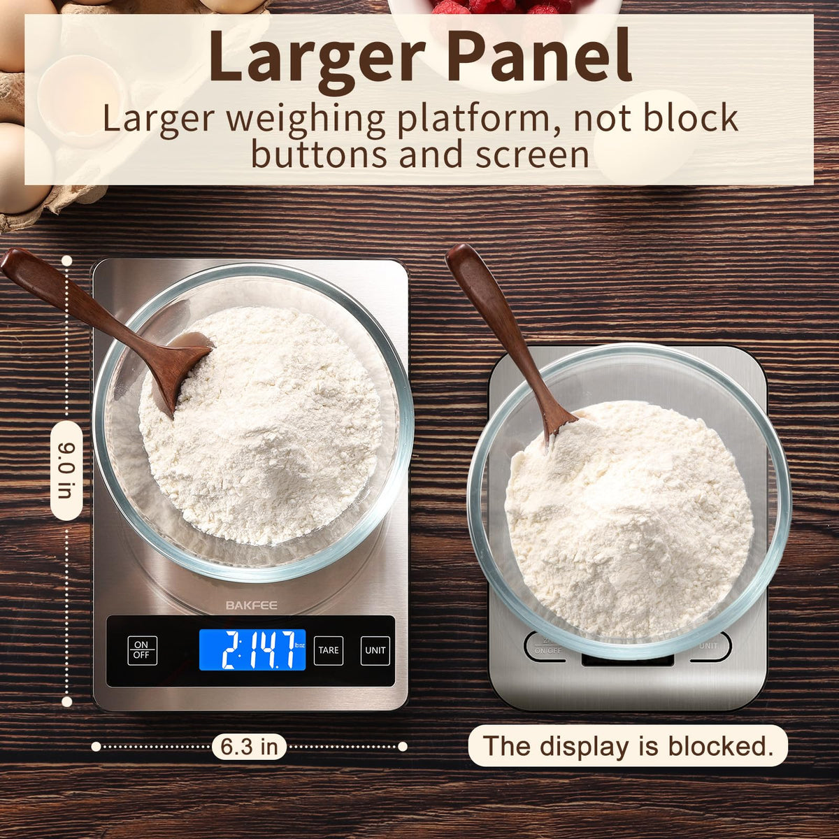 BakFee Food Scale, 33lb Kitchen Scale with 1g Precision, USB-C Rechargeable