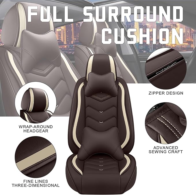 CTDS Car Seat Covers for Honda Accord 2000-2026, Stylish Sport Seat Cover, Premium Nappa Leather Car Seat Cover. Automobile Seat Covers Sets.(Luxury 5 Seats/Coffee Color)
