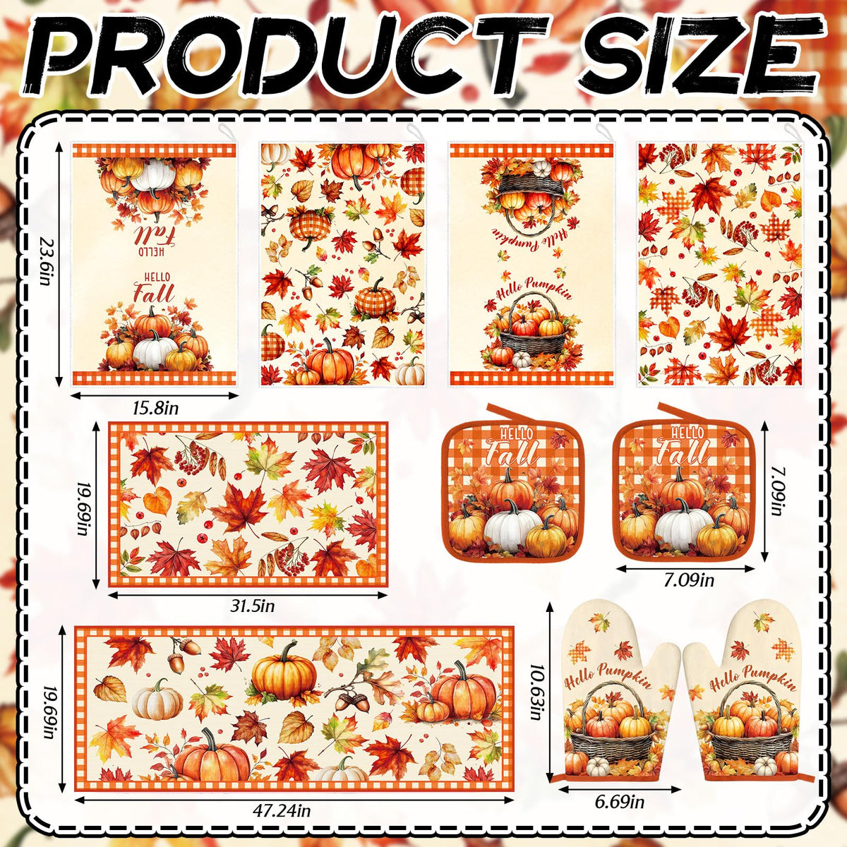 Fourluoo 10 Pcs Fall Kitchen Decor Maple Leaves Kitchen Accessories Set