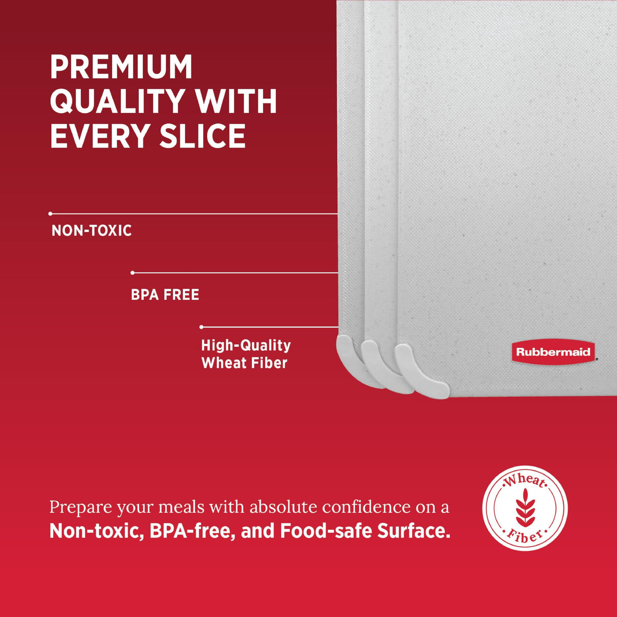 Rubbermaid 3pc Reversible Wheat Fiber Cutting Board Set | BPA Free Non Toxic Cutting Boards for Kitchen – Dishwasher Safe, Non-Slip Corners & Lightweight | For Meat, Veggies & Fruits