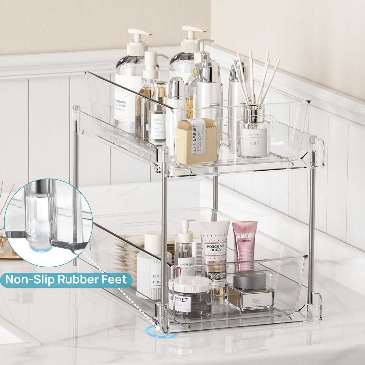 Vtopmart 4 Pack Pull Out Bathroom Under Sink Organizer (S-Standard)