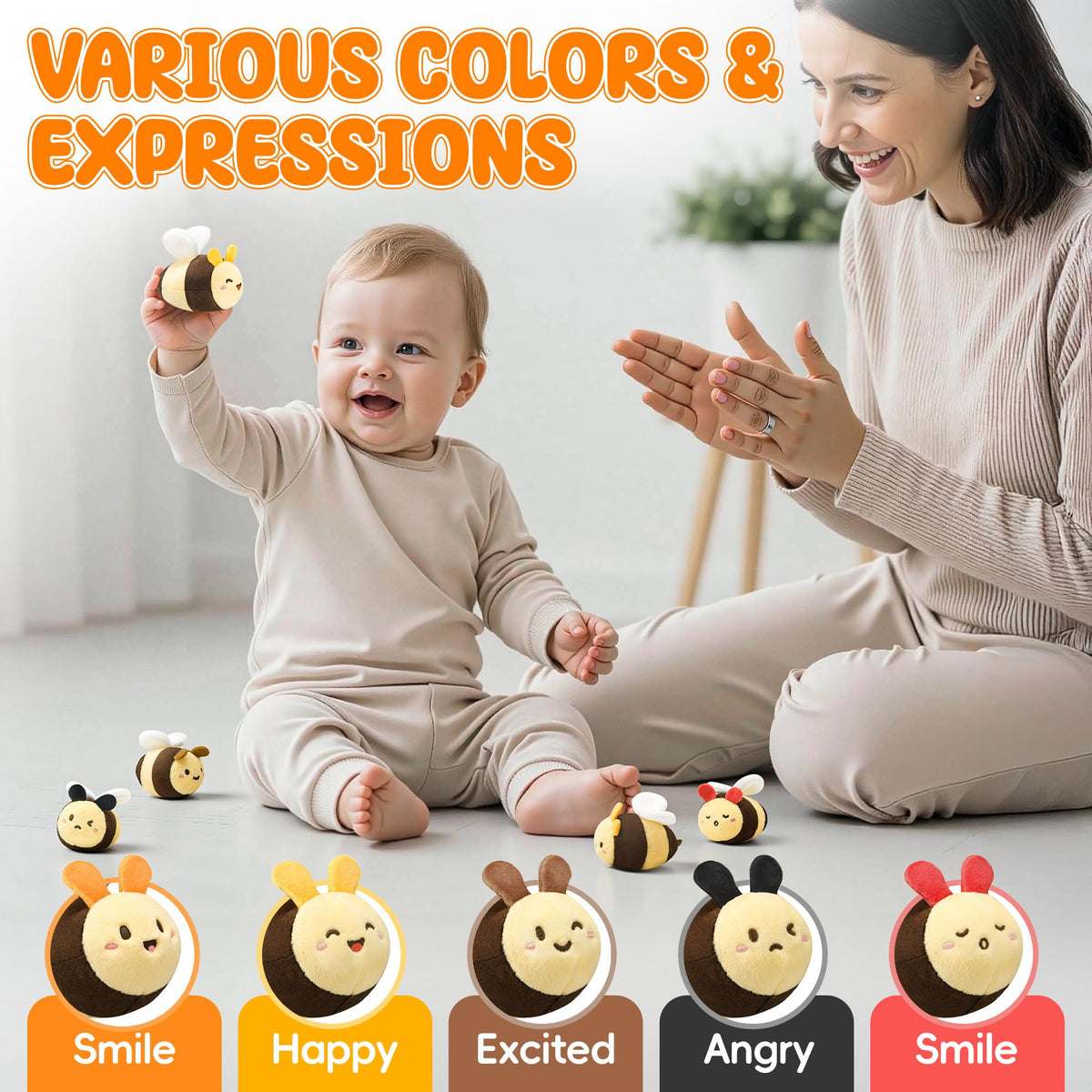 Baby Toys for 6-12 Months, Beehive Infant Toy with 5 Plush Sensory Bees