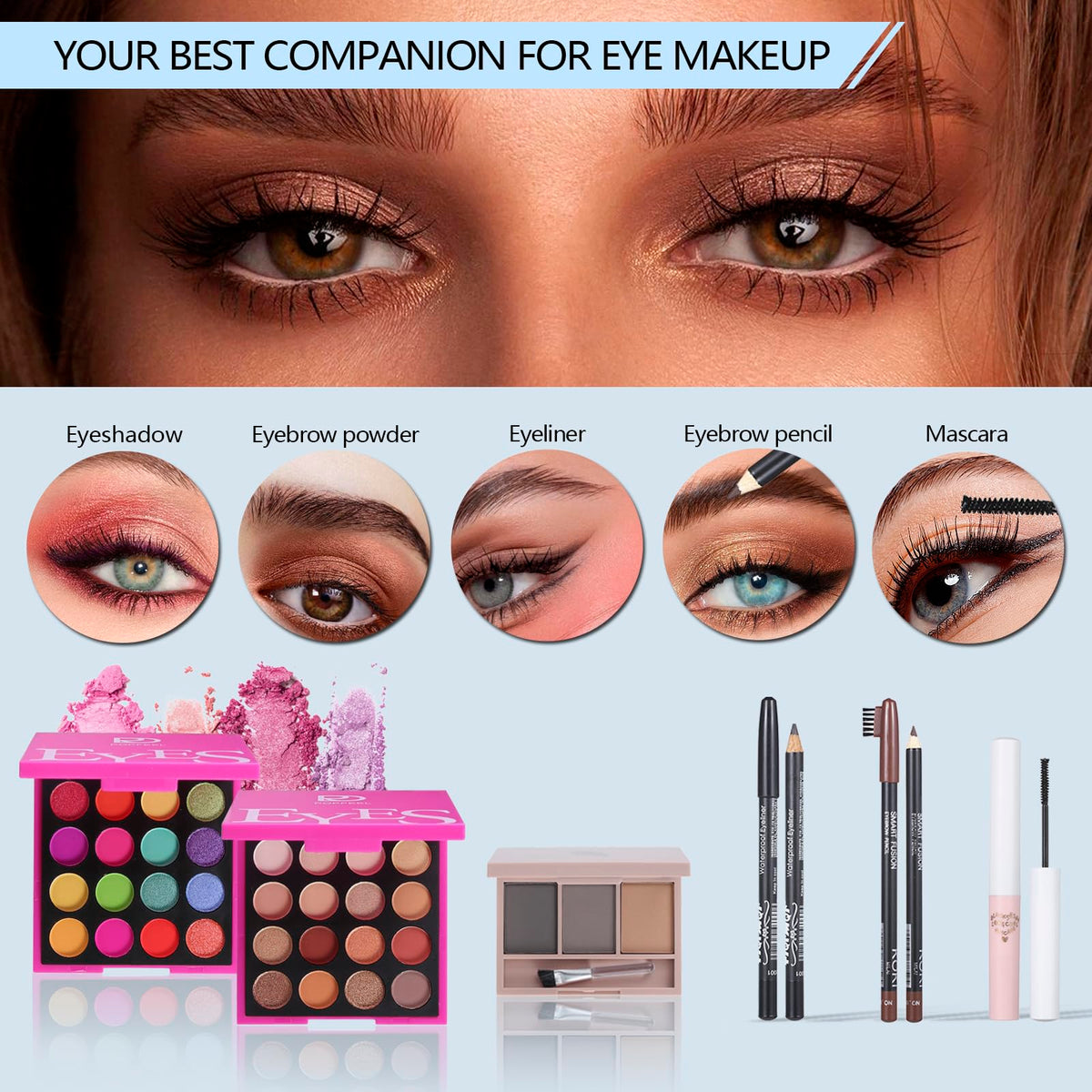 Makeup Kits For Girls Teens, Makeup Gift Set For Women with Eyeshadow Palettes, Brushes, Lip Gloss, Travel Make up Starter Kit For Beginners (C01612)