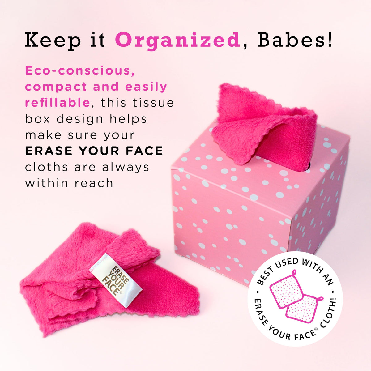 Erase Your Face Reusable Makeup Removing Cloths - Pink (Pack of 10)