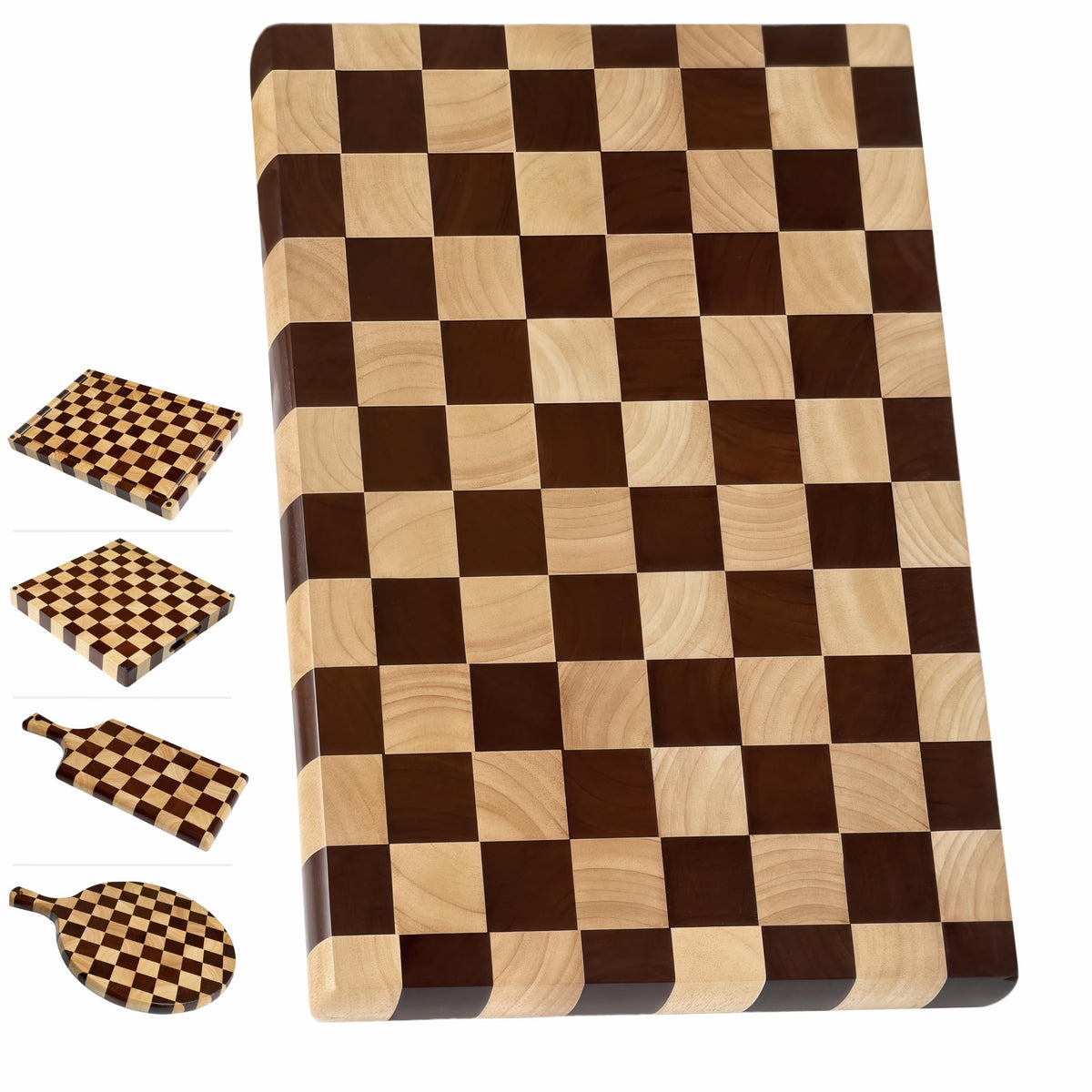 Checkered Cutting Board for Kitchen, 16"L x 11"W x 1"Th – Wooden Chopping, Cheese & Charcuterie Board in Acacia Wood, Butcher Block Serving Tray for Meat, Fruit, Bread & Vegetables