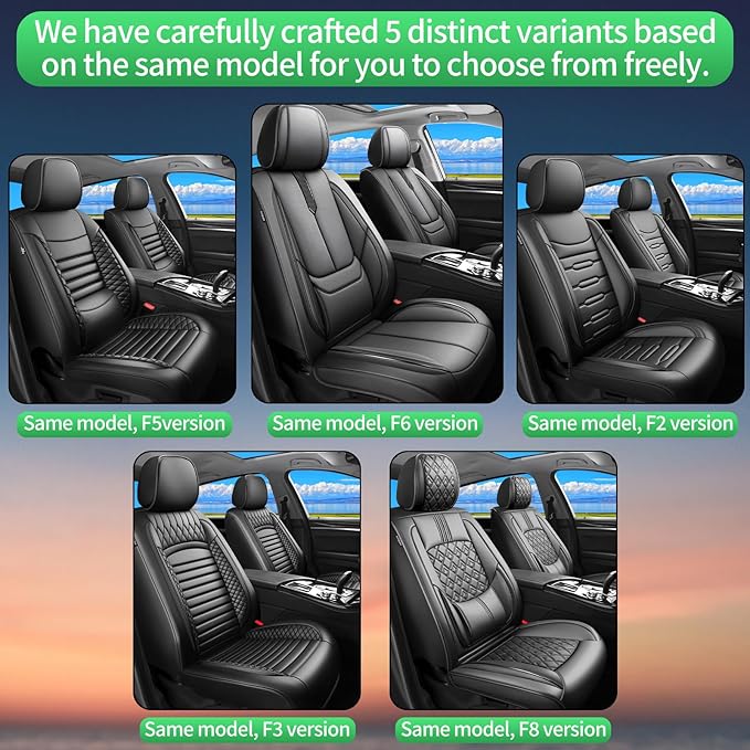 Fit Forester Car Seat Covers for Subaru Forester 2007-2024 2025 2026 -Upgraded Premium Waterproof & Breathable Leather,Airbag Compatible,All-Weather Seat Cushion Protector,Full Set,Black