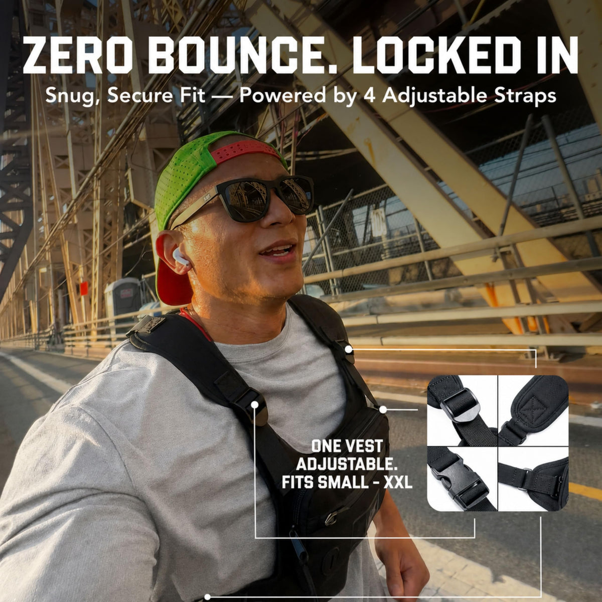 MVRK Water Resistant Running Vest Chest Pack, Phone Holder for Running, Lightweight Training Pack with Extra Storage & Reflective Detail