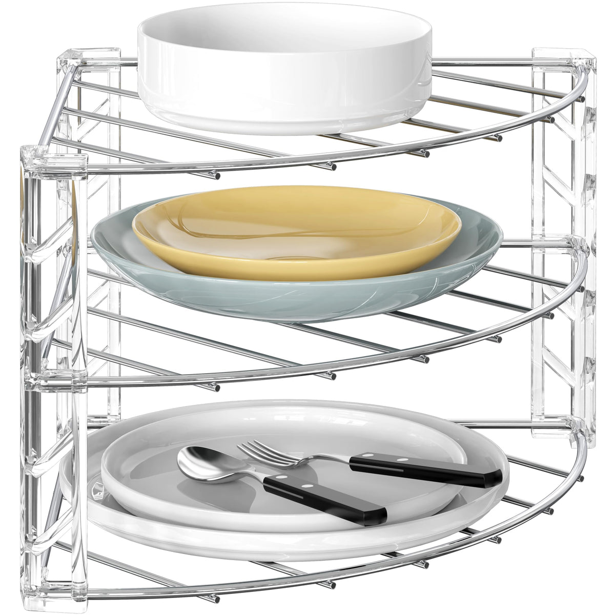 Deco Brothers 3-Tier Counter and Cabinet Corner Shelf Organizer, Chrome