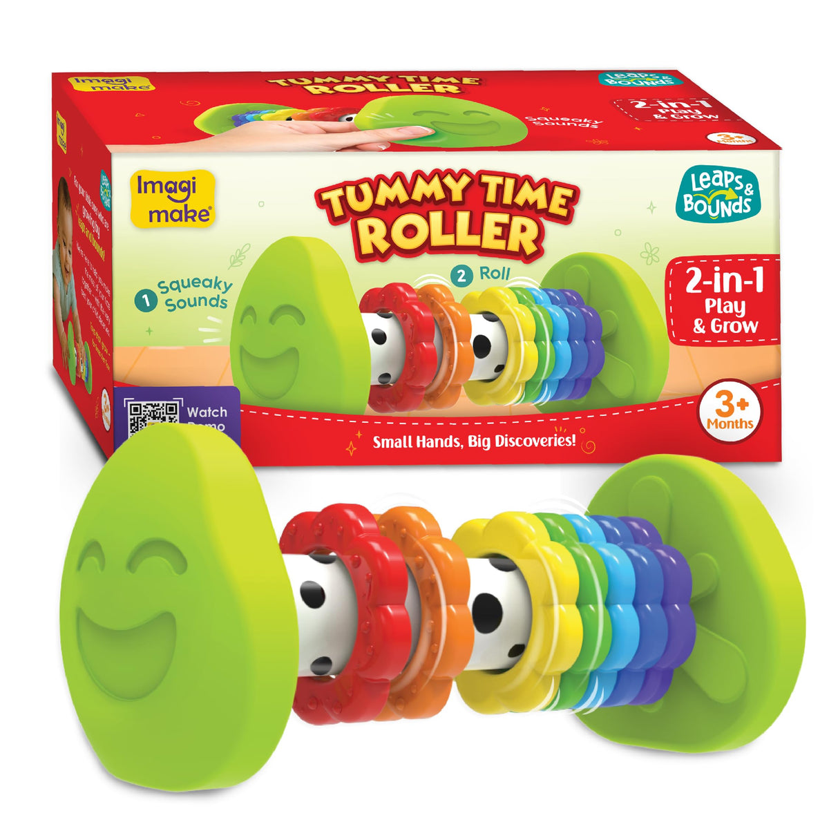 Imagimake Leaps & Bounds - Tummy Time Roller, Sensory Toy, Ages 3 Months+