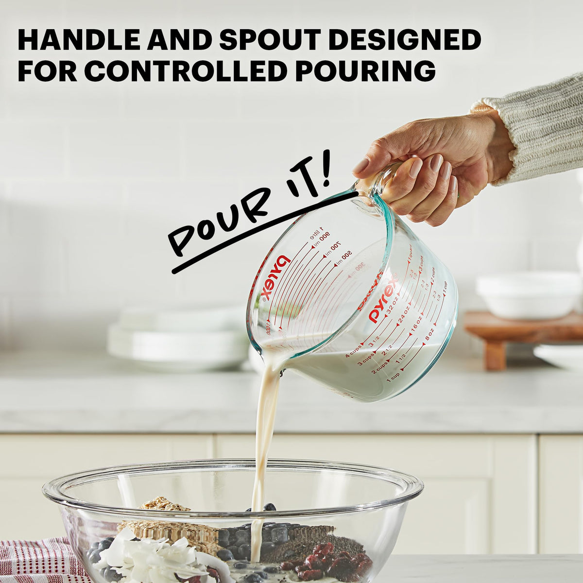 Pyrex Essentials (3-Pack) Glass Measuring Cups Set (1, 2 & 4 Cup)