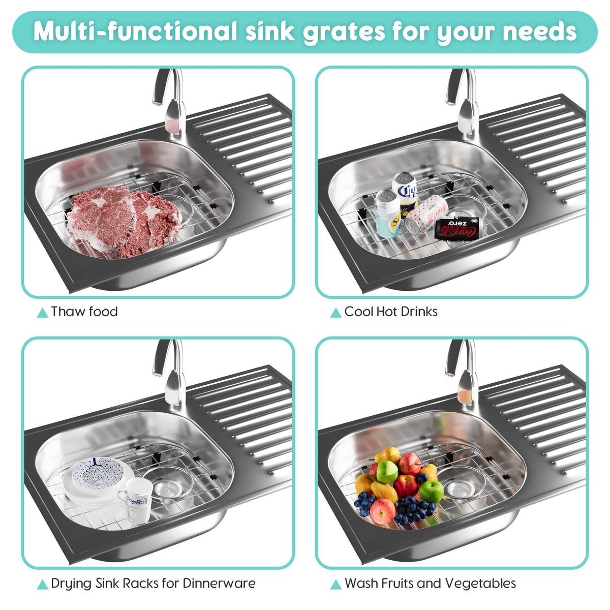 jkxoo 2Pack Stainless Steel Sink Protectors, 13.1''x11.6''x1''