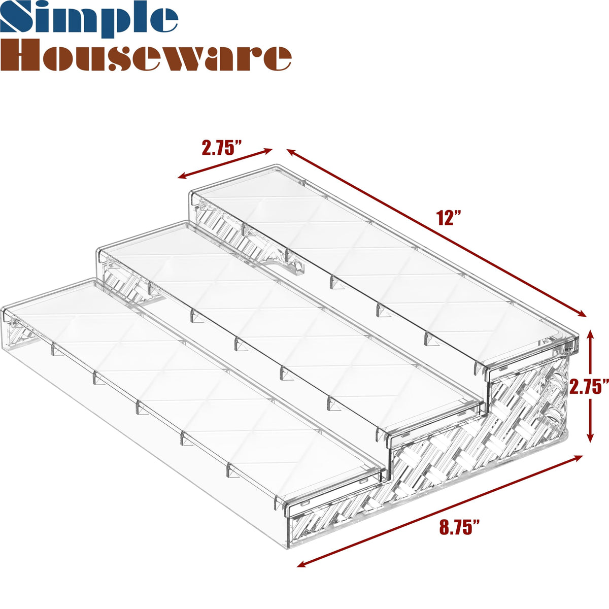 Simple Houseware 3-Tier Spice Shelf Display Organizer, Clear, 2 Packs