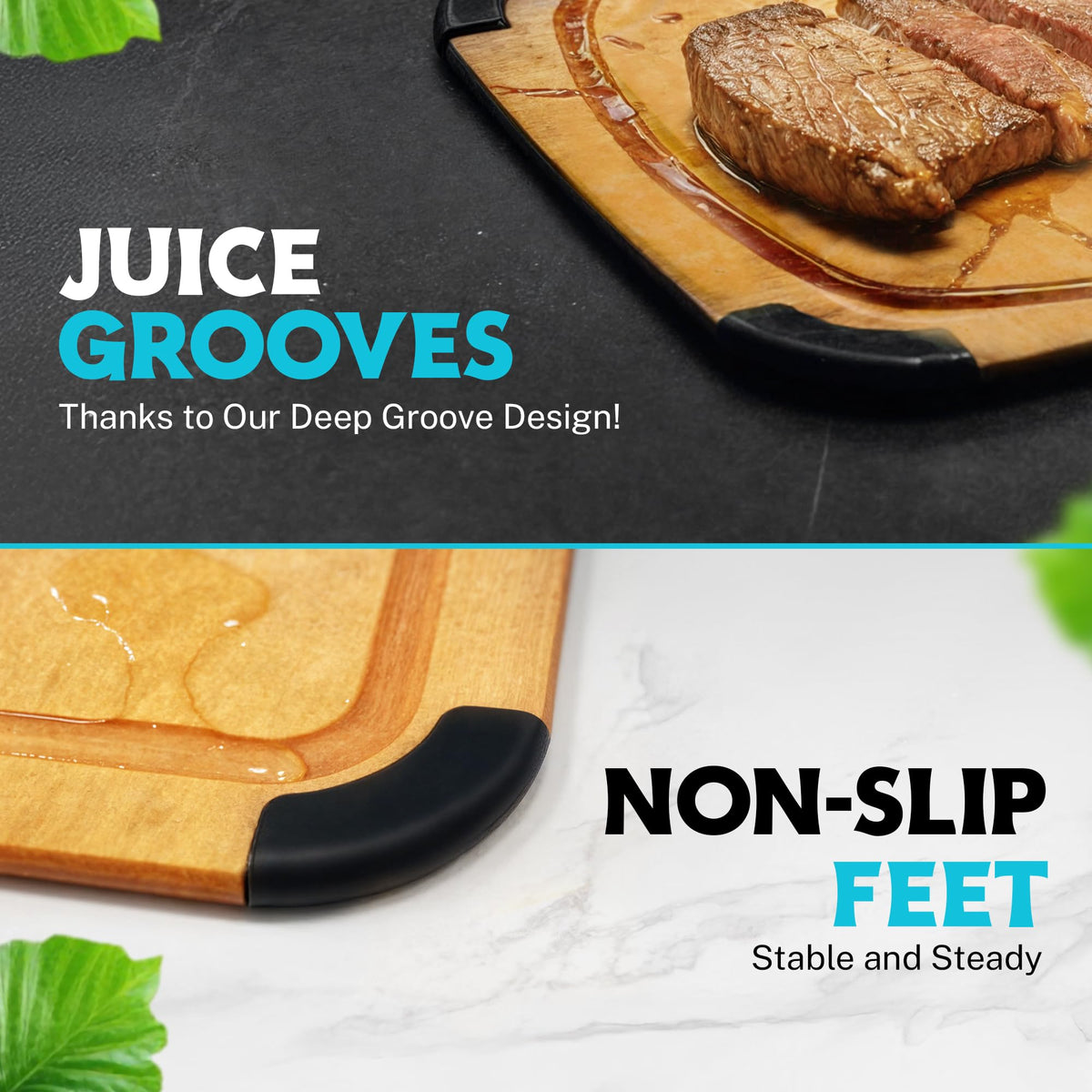 Dishwasher Safe Cutting Boards for Kitchen - Set of 2 Composite Wood Chopping Boards with Juice Groove, Non-Slip Grips, Non-Porous Surface, Heat Resistant Up to 350°F (14.5 x 11 and 11.7 x 9.3 Inch)