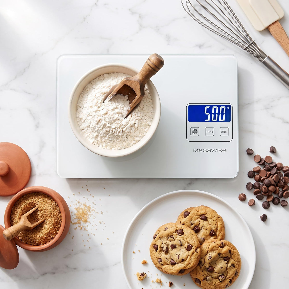 MEGAWISE Digital Kitchen Food Scale, 33lb, USB Rechargeable