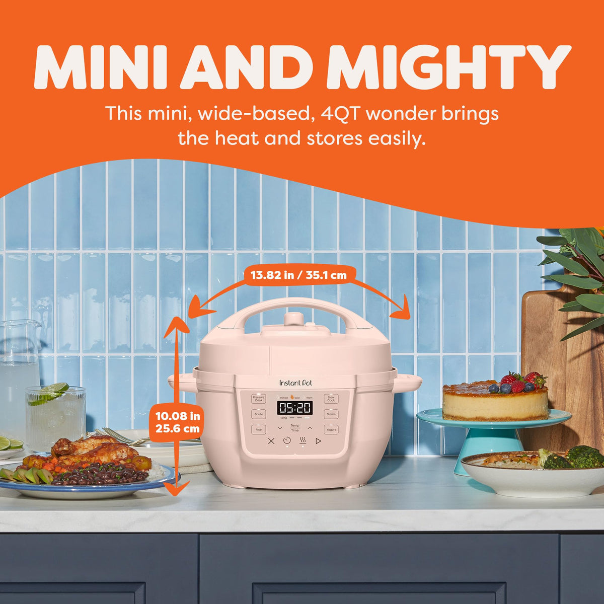 Instant Pot Rio Mini 4 Qt 7-in-1 Electric Pressure Cooker, Rosewater Pink
