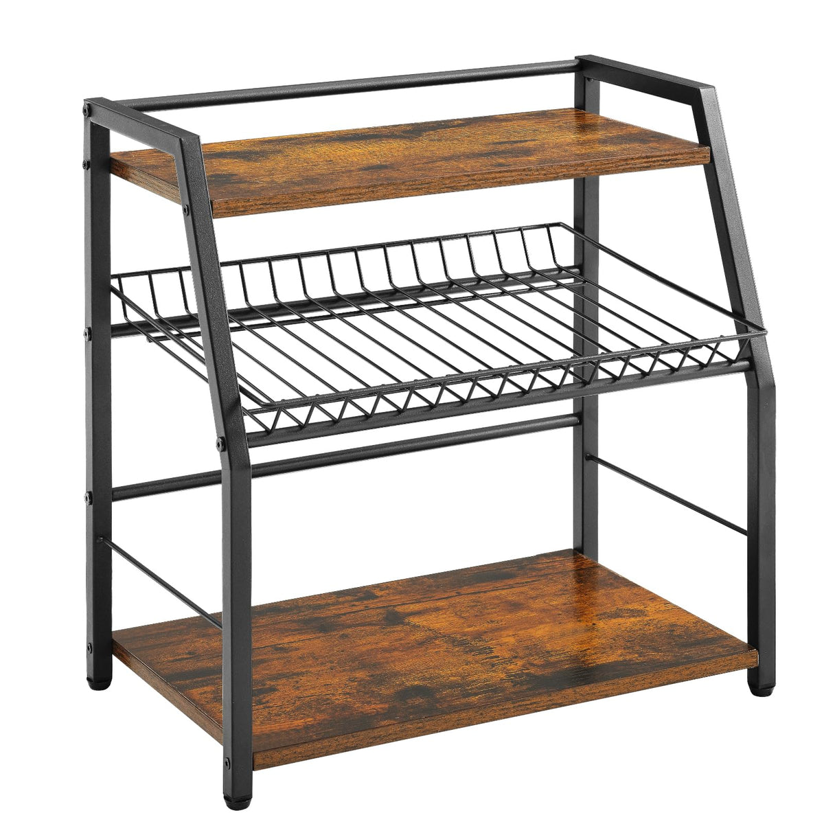 YIYYZI Kitchen Countertop Organizer, 3 Tiers Snack Organizer Wooden Candy Display Stand Coffee Station Organizer, Counter Storage for Soda Cans Condiment Tea, for Pantry Office