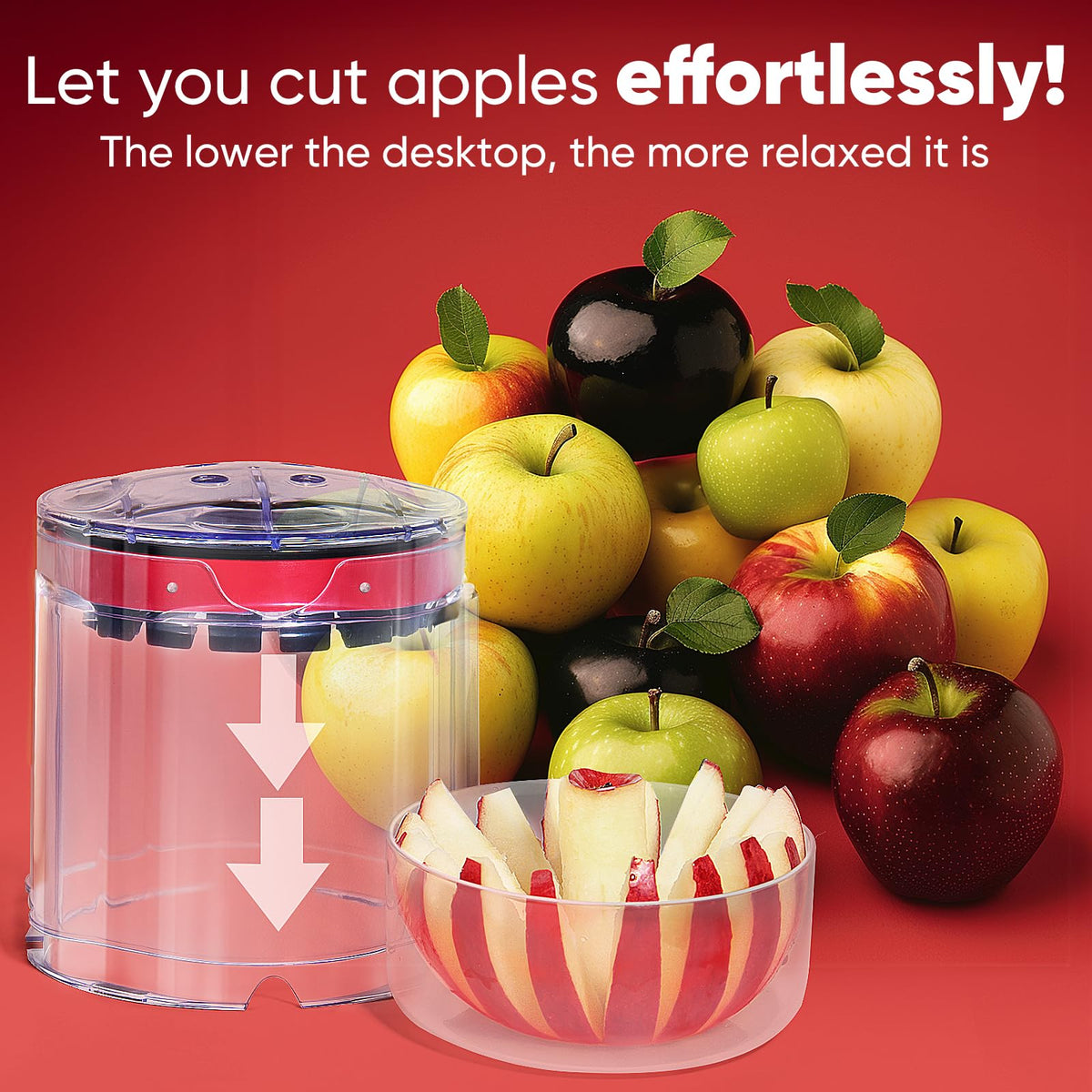 OOKUU 5.12-In Extra Large Apple Slicer Corer, 16-Blade Cutter