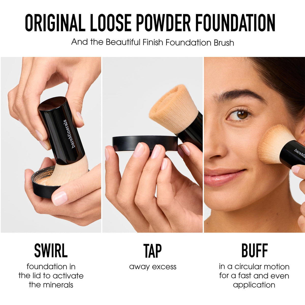 bareMinerals Original Get Started Kit 3-Piece Mineral Makeup Set, Fair, Vegan, Cruelty-Free & Dermatologist-Tested