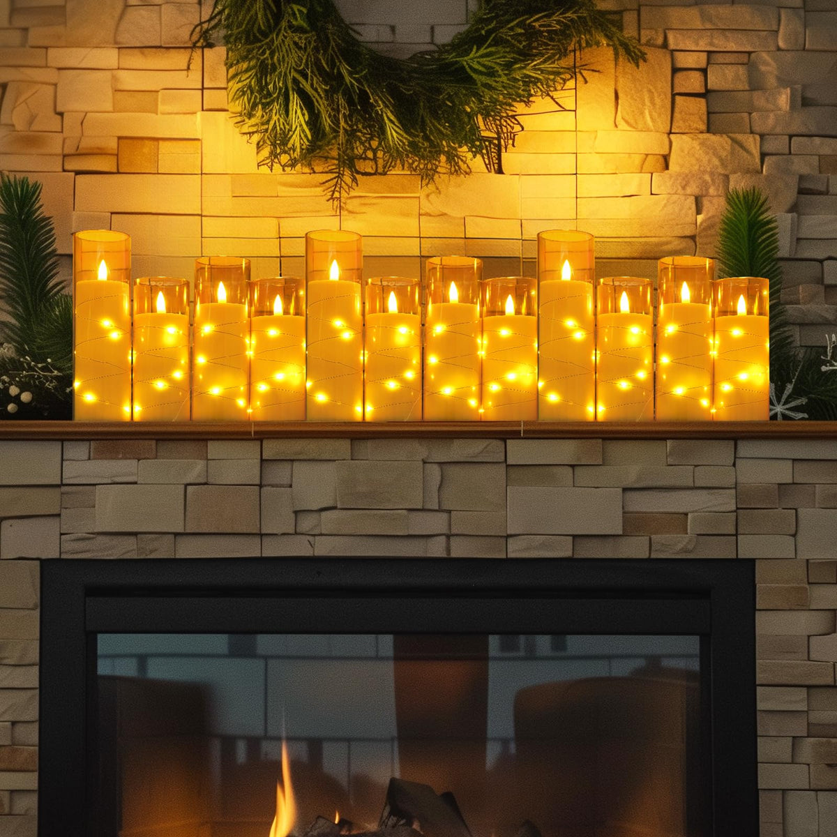 Homemory 12Pcs Flickering Flameless Candles with Remote, LED Pillar Candles