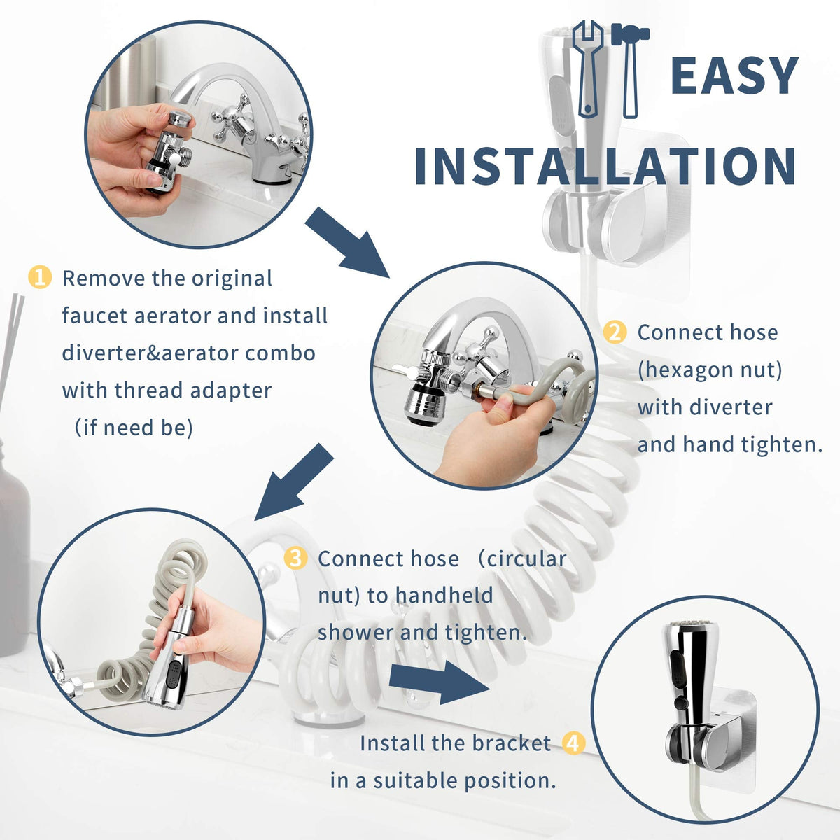 CECEFIN Kitchen Sink Sprayer Hose Attachment for Faucet, 79" Recoil Hose