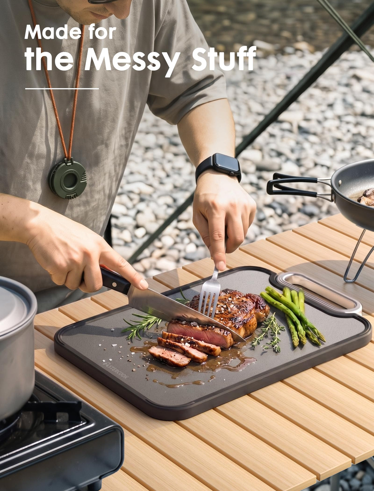 Astercook Titanium Cutting Board for Kitchen, 2-in-1, 16 x 11 in