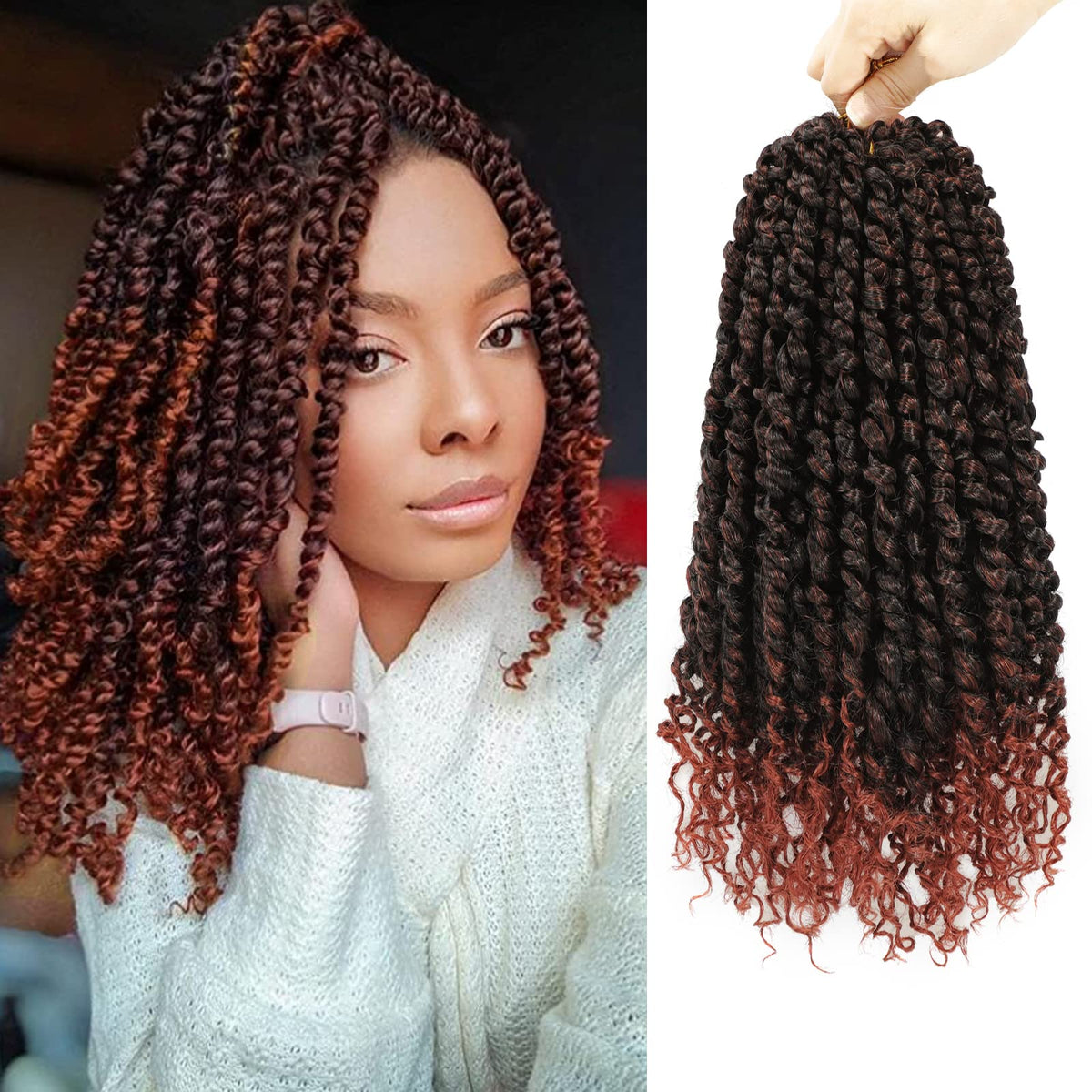 9 Packs Passion Twist Crochet Hair 12 Inch Pre-Twisted Passion Twist Hair Pre Looped Crochet Passion Twist Hair Short Passion Tw