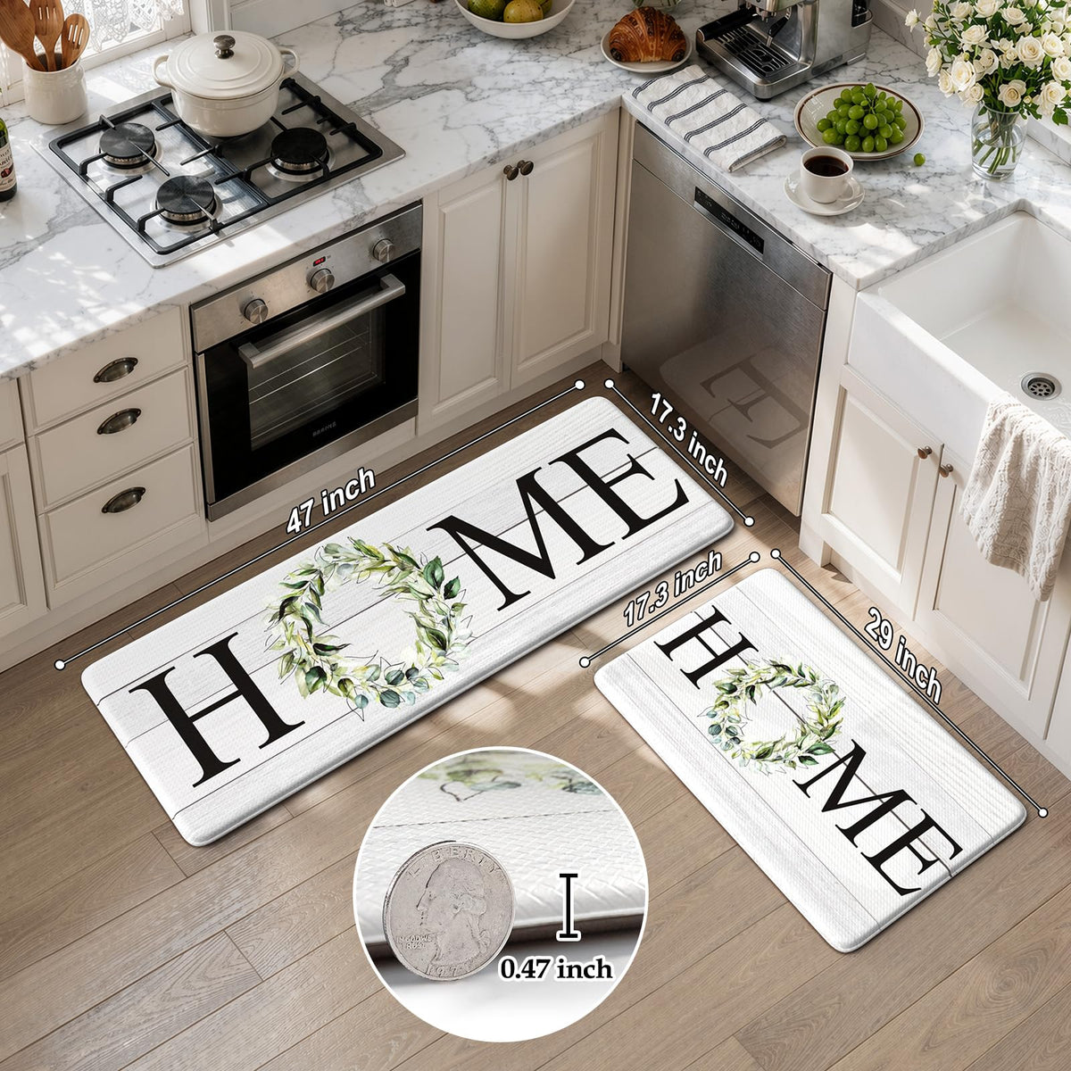 KIMODE Kitchen Mats for Floor Cushioned Anti Fatigue 2PCS Kitchen Rugs