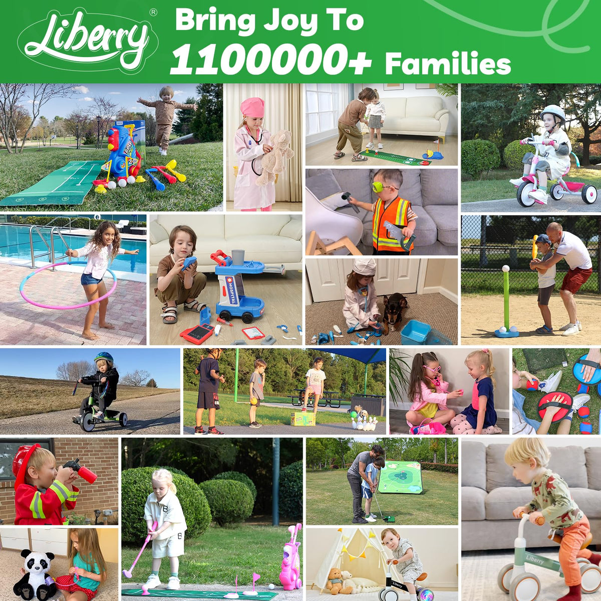 Liberry Toddler Golf Clubs Set Toy for Kids 1 2 3 4 Years Old, Green