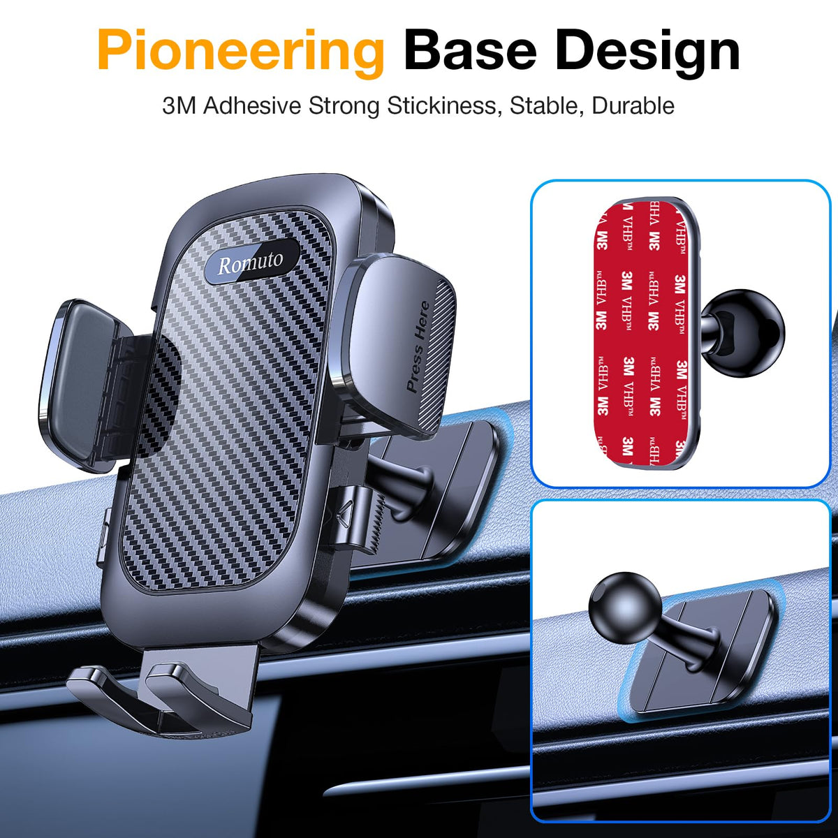 Romuto Phone Holders for Your Car Phone Holder Mount【90+LBS Suction Cup】