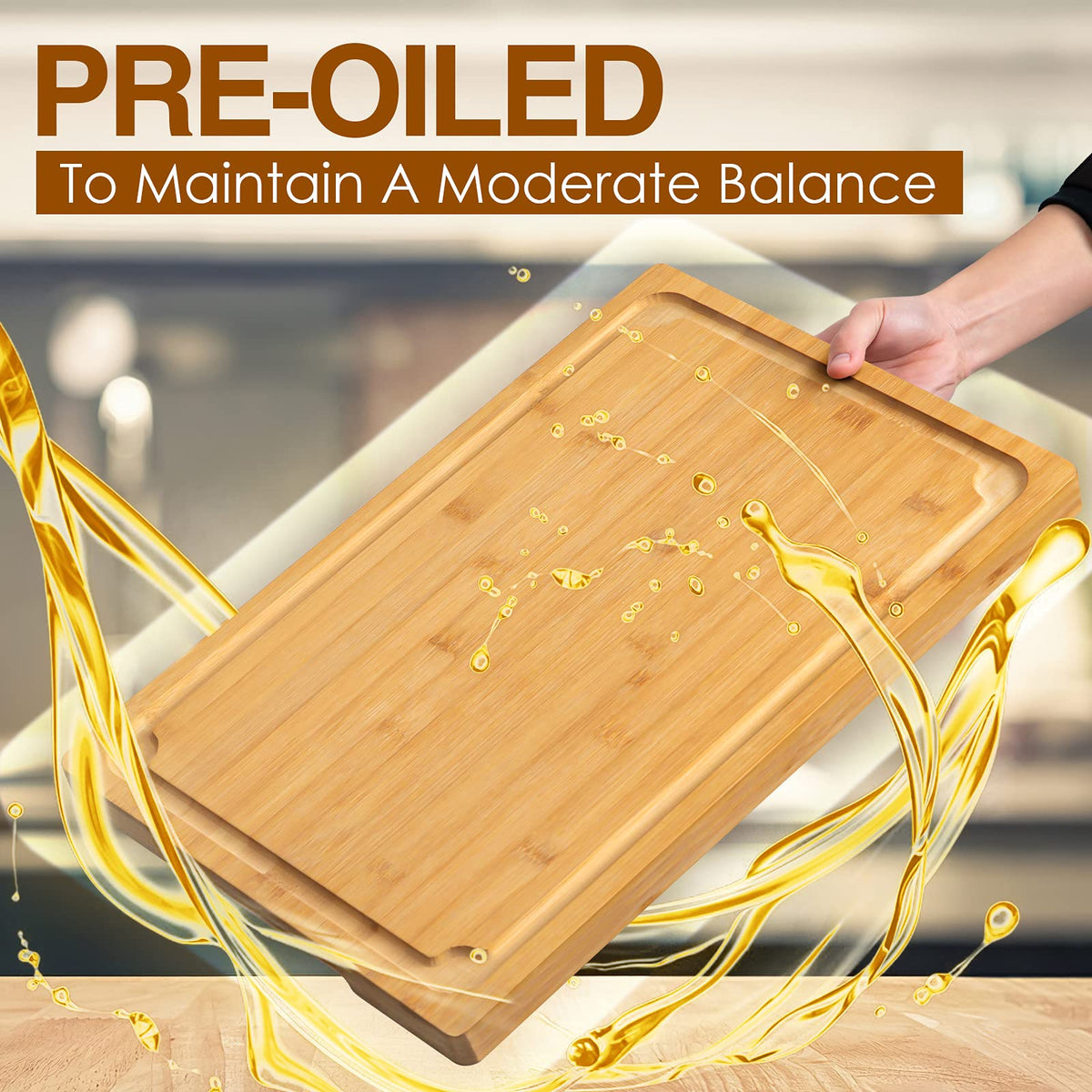 Empune Extra Large Cutting Board, 20" Bamboo Cutting Boards for Kitchen