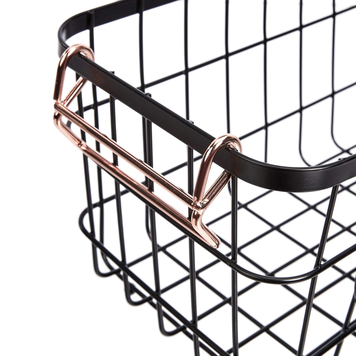 Amazon Basics Stackable Metal Wire Rectangular Storage Baskets for Kitchen, Bathroom or Pantry Organizing, 2 Count, Black