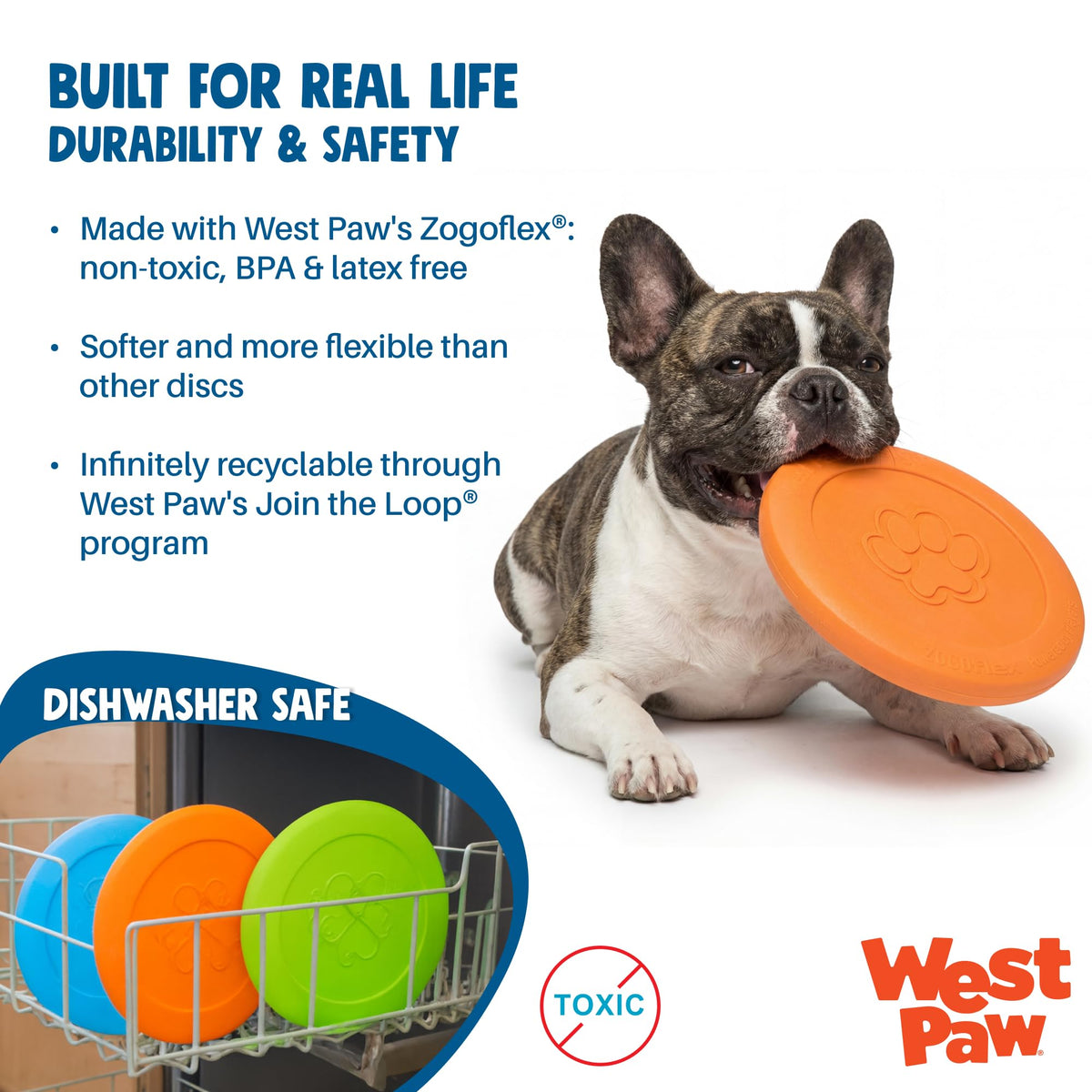 WEST PAW Zisc High-Flying Disc Dog Toy, Large - Tangerine