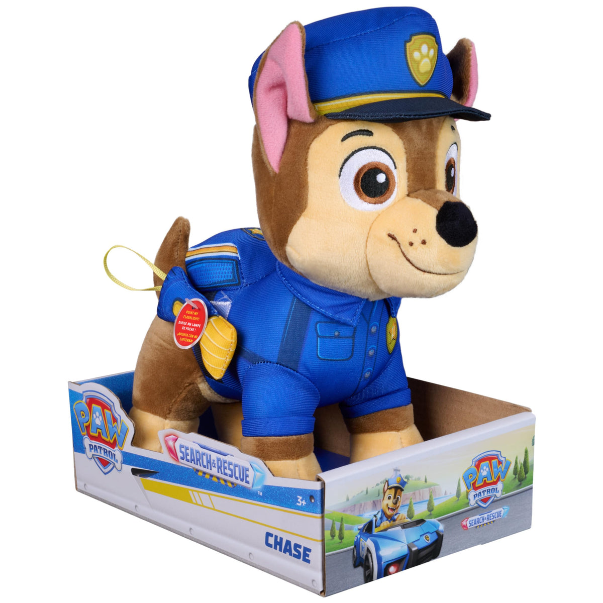 Paw Patrol: Search and Rescue Chase, Plush Toy with Flashlight Accessory