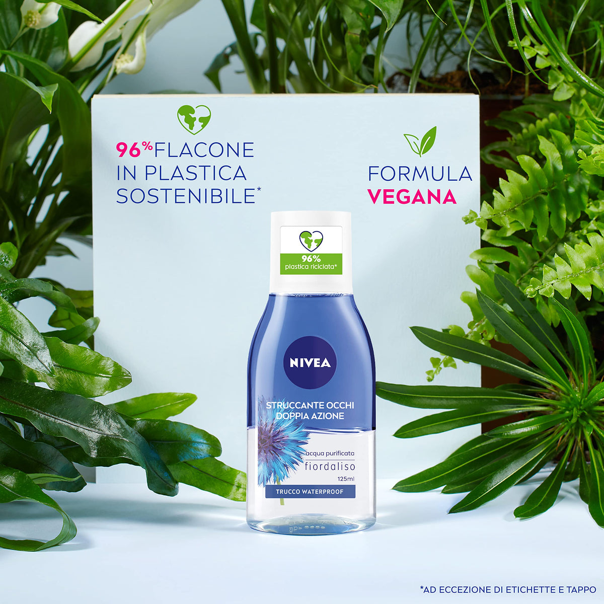 NIVEA Double Action Eye Makeup Remover with Purified Water and Cornflower Extracts Eliminate Waterproof Makeup - 4 x 125ml Bottles