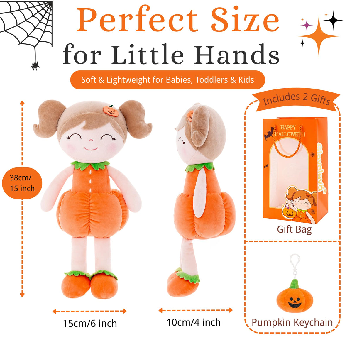 Halloween Plush Toy, Trick-or-Treat Gift, Pumpkin Doll, Keychain, Gift Bag