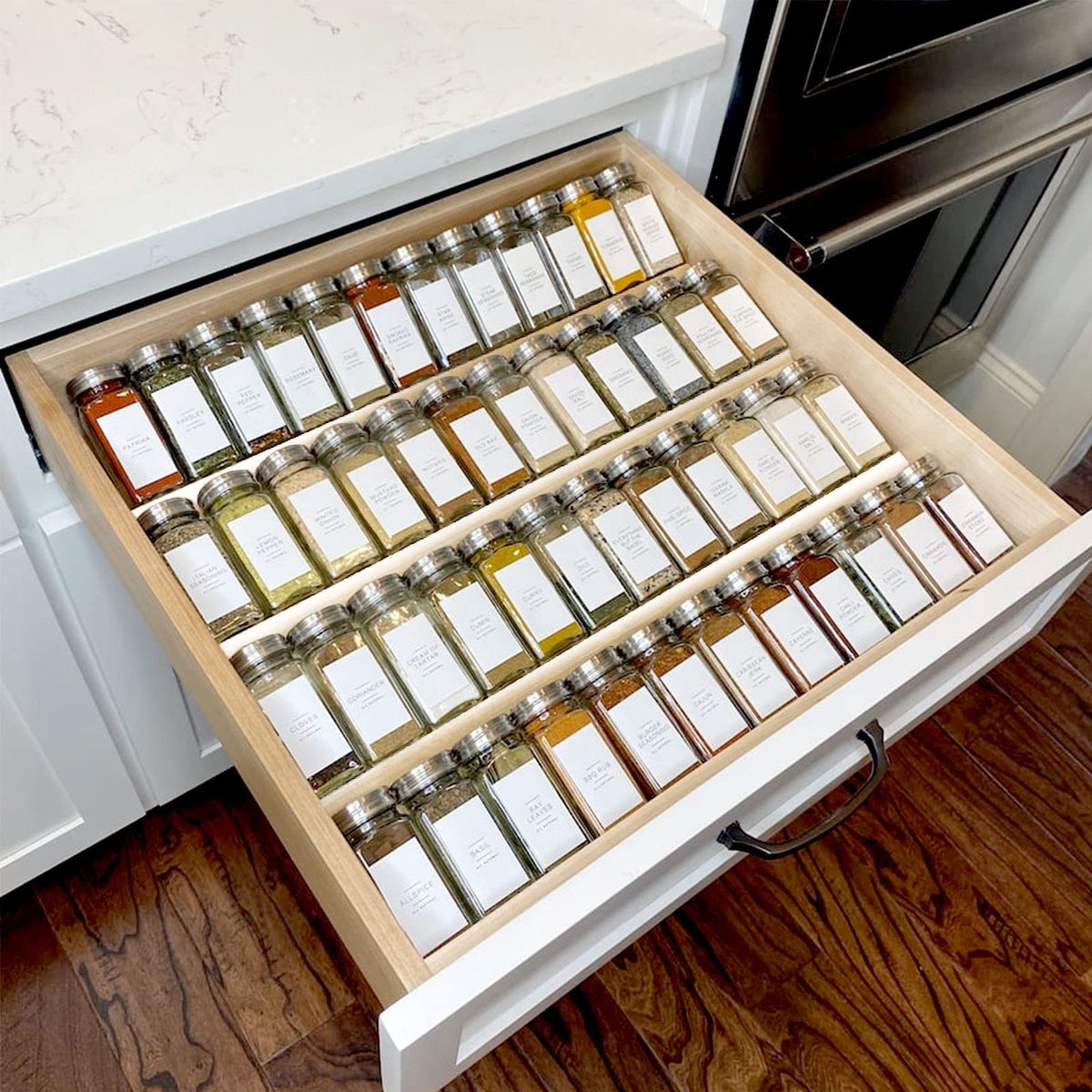 MIUKAA Clear Spice Drawer Organizer, 4 Tier - 2 Set Acrylic Seasoning Rack