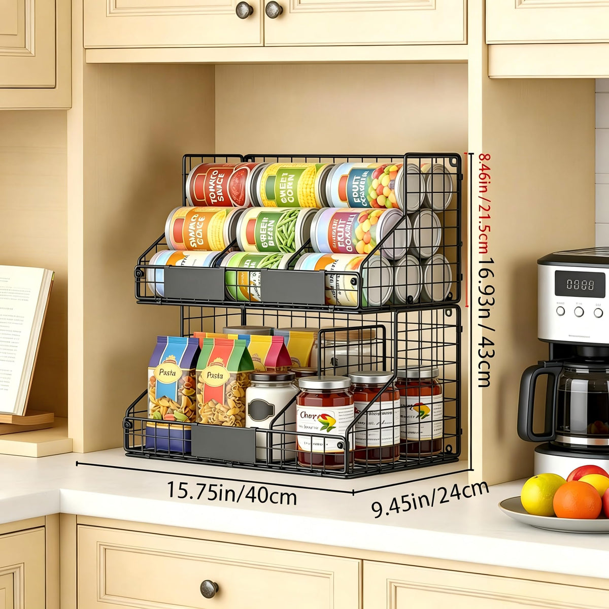 EffiQ-Rate 2 Pack Pantry Organizers and Storage Shelf Canned Food Organizer