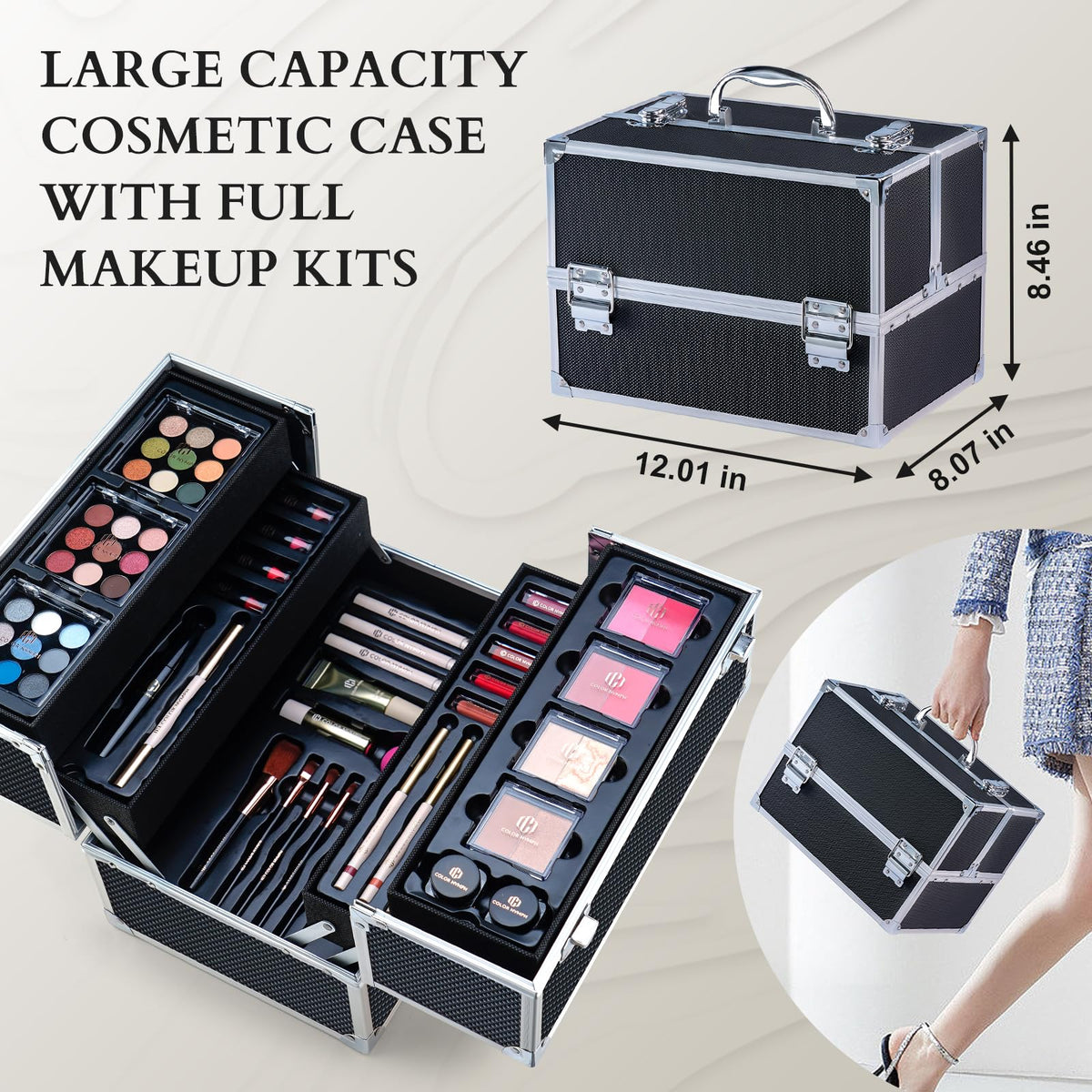 Color Nymph Makeup Set for Women Professional Makeup Kit Big Case Black
