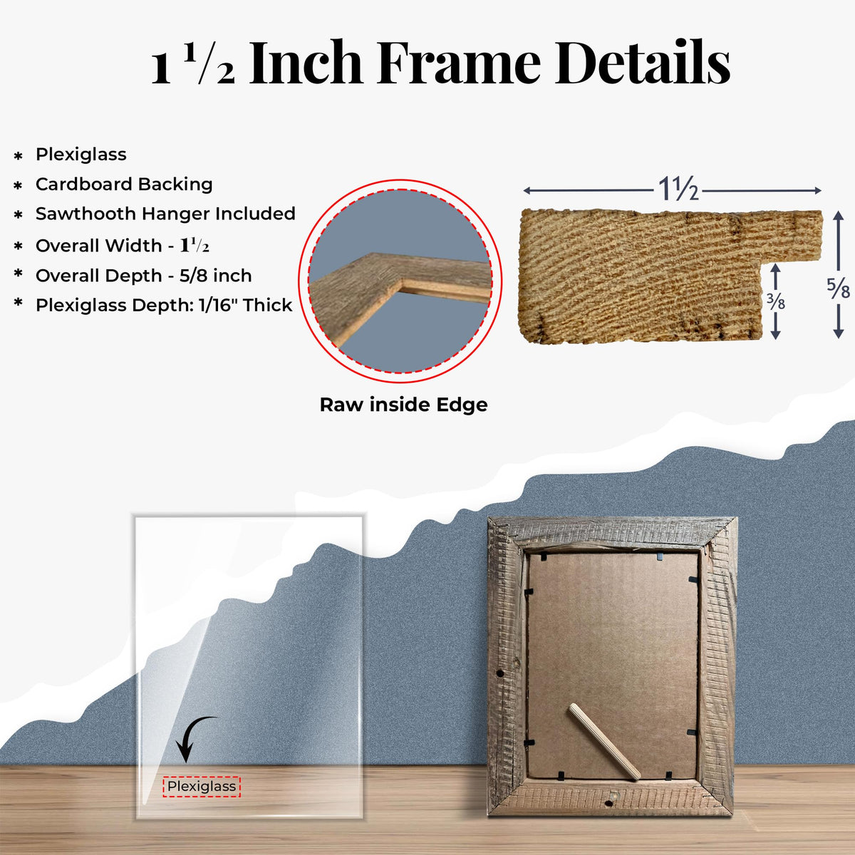 BARNWOODUSA Farmhouse Picture frame 1 1/2 inch, 13x19, Smokey Black