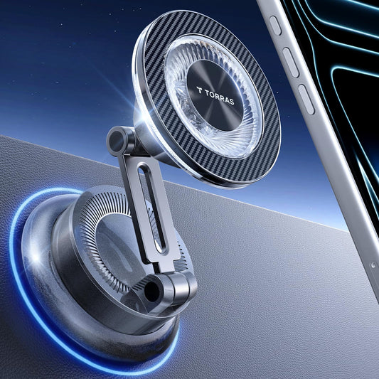 TORRAS 2026 Upgraded Vacuum Car Phone Holder for MagSafe Car Mount [98+ LBS Strongest Suction | 24 N58 Magnets] 360° Adjustable Magnetic Phone Holders for Your Car, for iPhone 18-12 Pro Max Plus Air